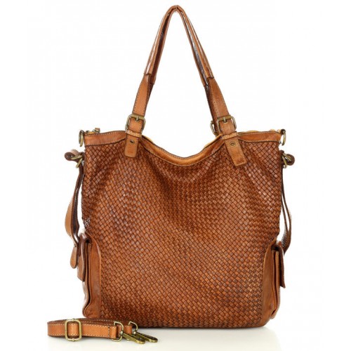 Shopper Ledertasche aus geflochten Leder mit Vintage-Effekt